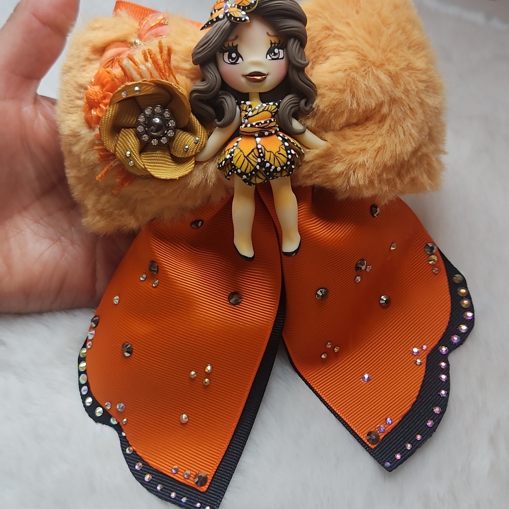Orange Hair Bow with Doll Accent